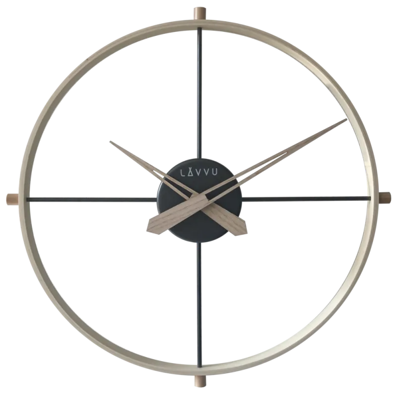 LAVVU Stylové světlé dřevěné hodiny LAVVU LOFT v industriálním vzhledu LCT4080