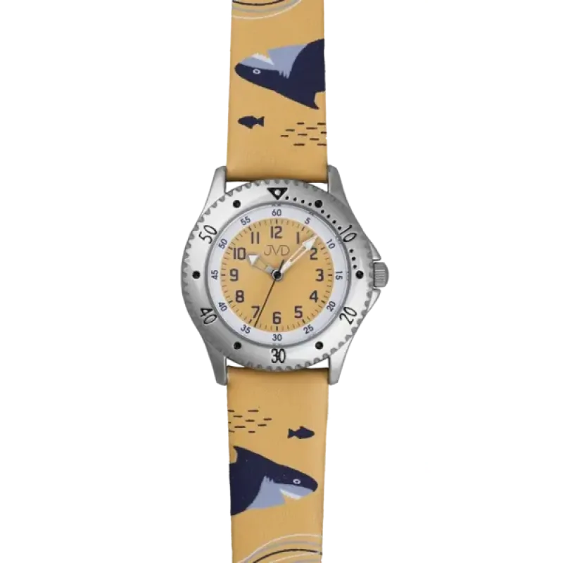 JVD Dětské chlapecké žluté hodinky se žraloky JVD J7224.1
