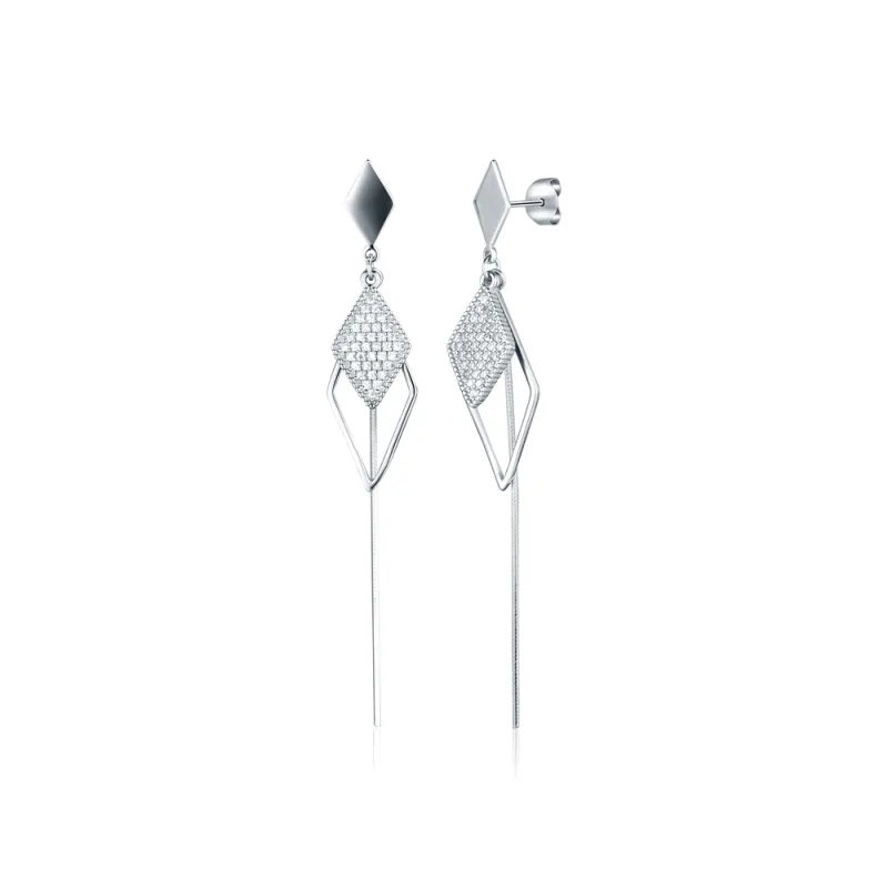 JVD Dámské stříbrné visací náušnice se zirkony na puzetku SVLE1901XE9BIPU