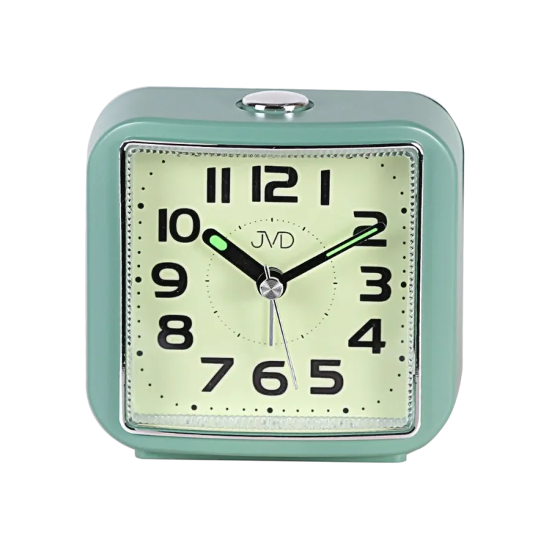 JVD Ručkový analogový netikající tichý budík JVD SRP8204.2 s luminiscenčním displejem