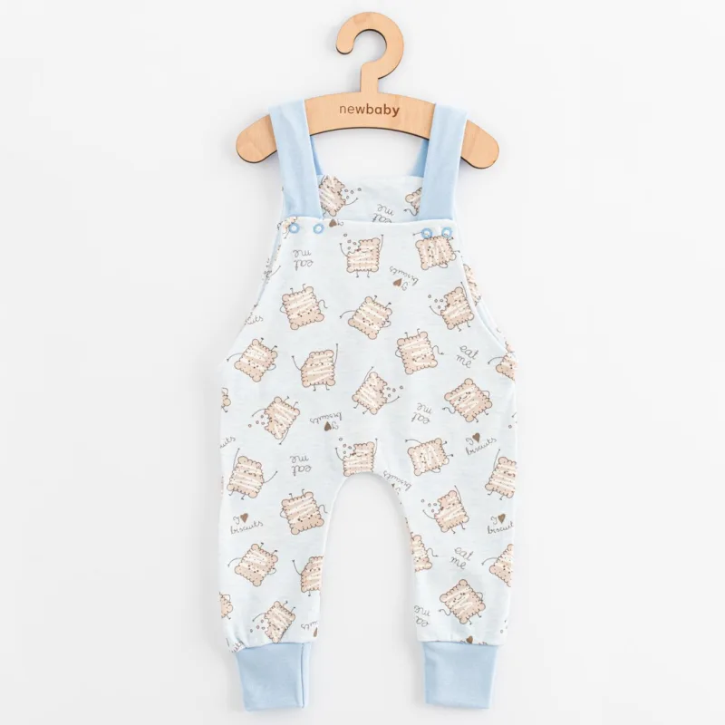 Detské bavlnené záhradníčky New Baby Biscuits modrá