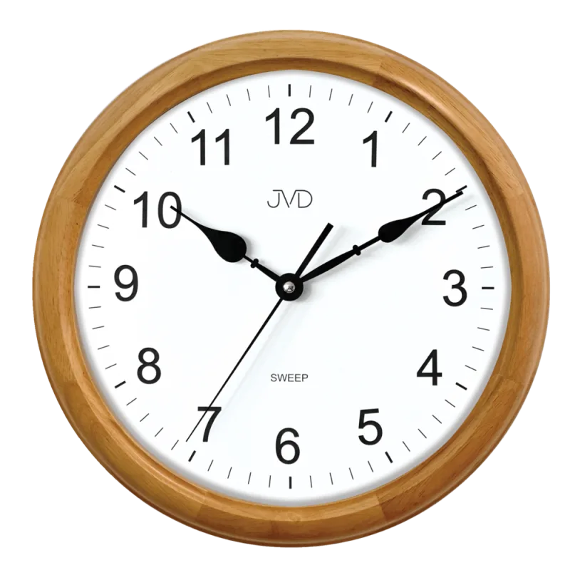 JVD Dřevěné kulaté netickající tiché nástěnné hodiny JVD NS8052/68