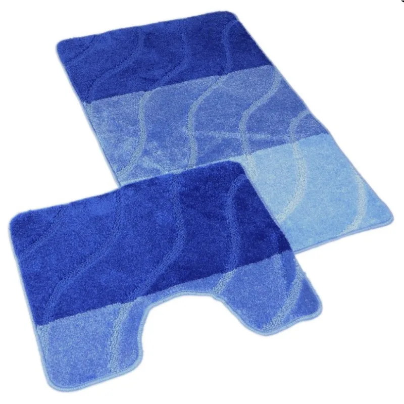 Kúpeľňová a WC predložka vlny modré 60x100+60x50cm