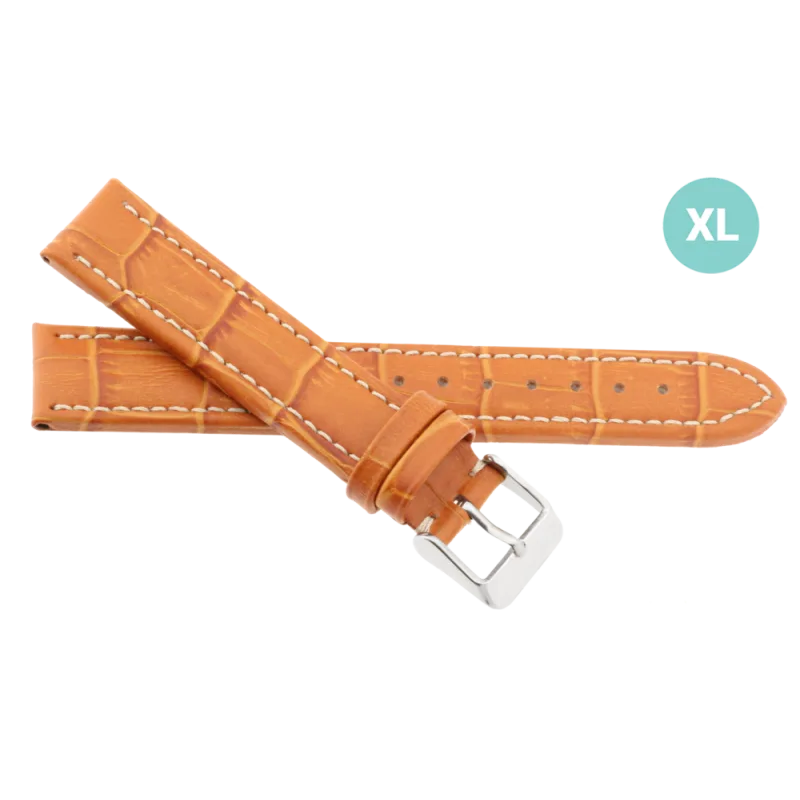 JVD Unisex hnědý kožený prošívaný řemínek na hodinky R14503/24XL