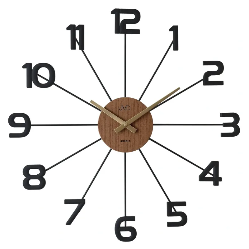 JVD Designové kovové černo-hnědé paprskovité hodiny JVD HT118.1