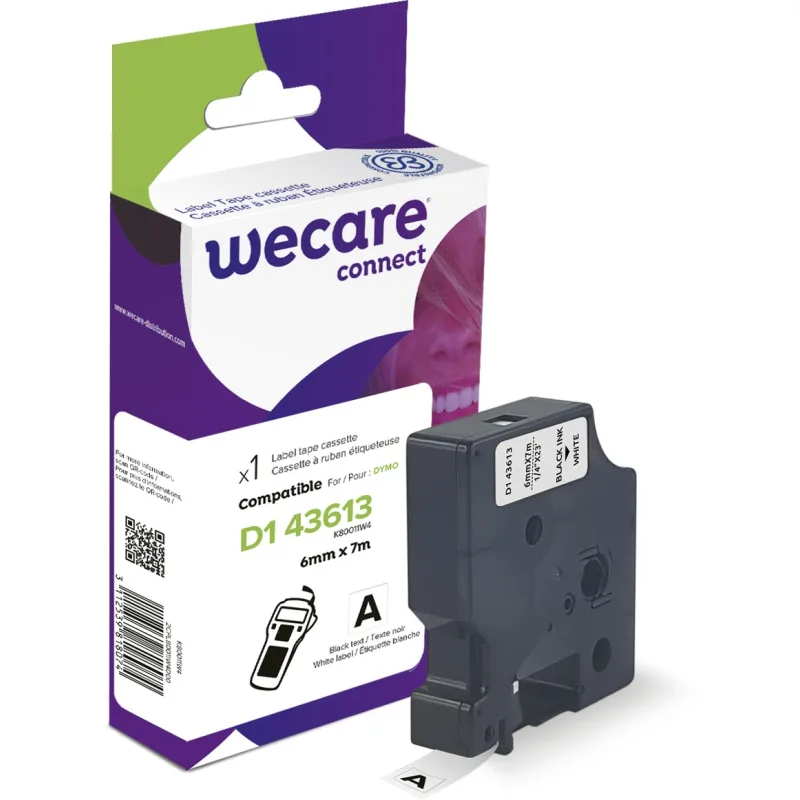 WECARE ARMOR páska kompatibilná s DYMO S0720780, Black/ White, 6mm*7m…