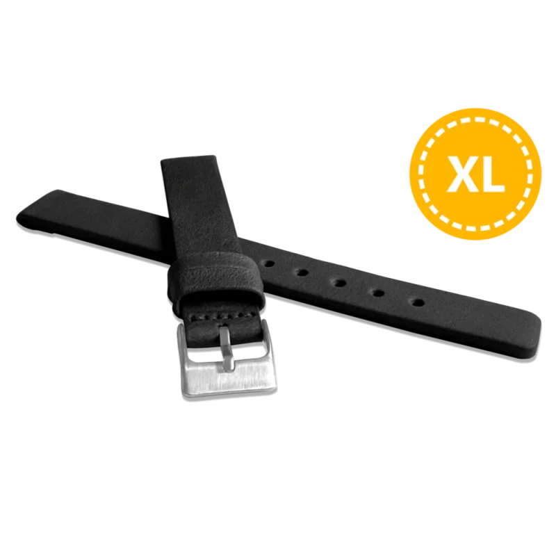 LAVVU XL Prodloužený černý hladký řemínek Plain z luxusní kůže Top Grain - 8 XL LSCXB08