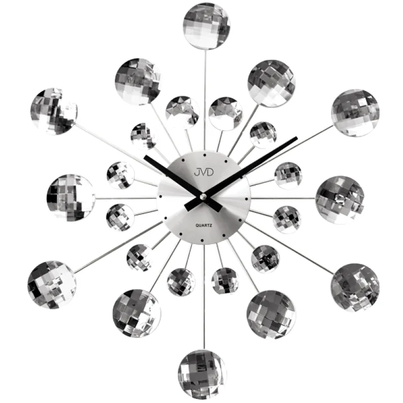 Designové paprskovité skleněné-kovové hodiny JVD HT464.2