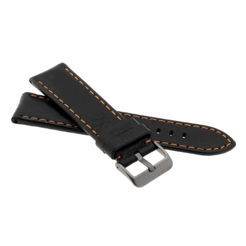 JVD Černý kožený řemínek na hodinky JVDRC678.1