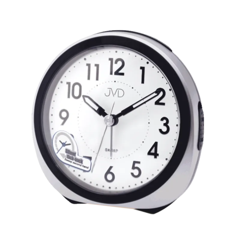 JVD Netikající tichý bateriový budík Quartz JVD stříbrný SRP872.1