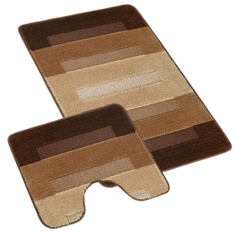 Kúpeľňová a WC predložka parkety hnedé 60x100+60x50cm