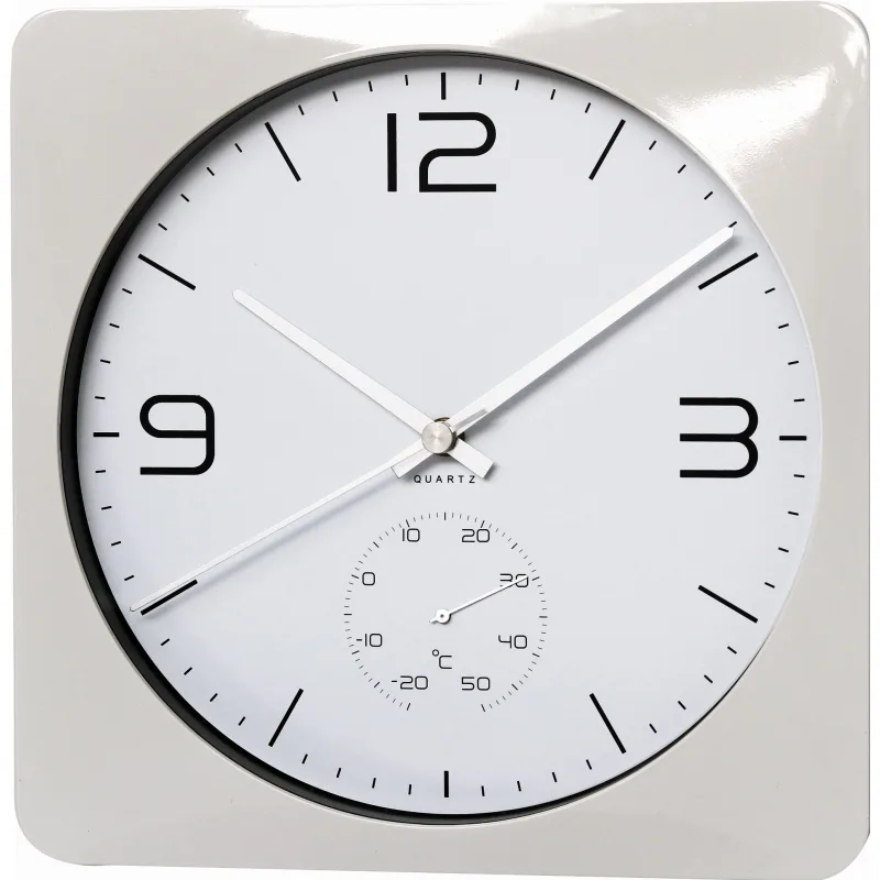 MPM Hranaté bílé tiché netikající hodiny MPM E01.3689