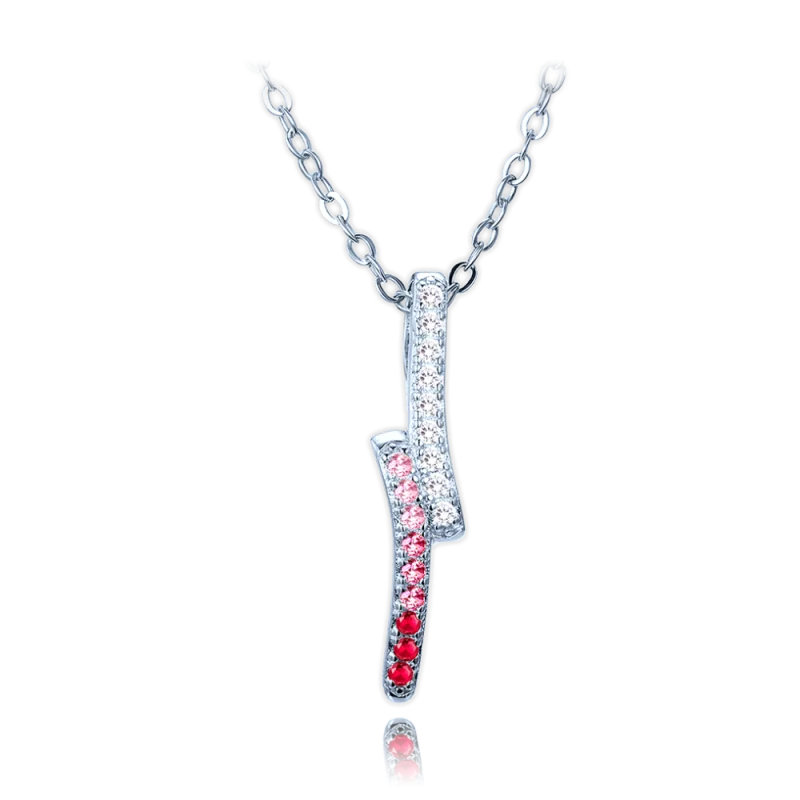 MINET Luxusní stříbrný náhrdelník s bílými, červenými a růžovými zirkony