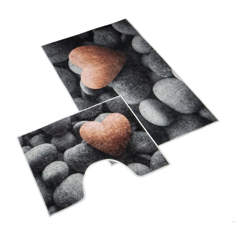 Kúpeľňová sada predložiek 3D tmavé kamene 60x100+60x50cm