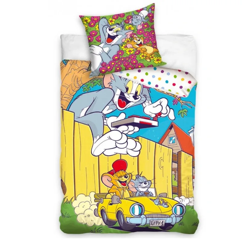 Detské obliečky Tom a Jerry V žltom kabriolete 140x200/70x90 cm