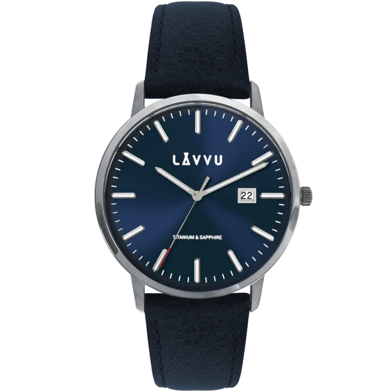 LAVVU Modré pánské hodinky se safírovým sklem Copenhagen Titanium Blue LWM0262