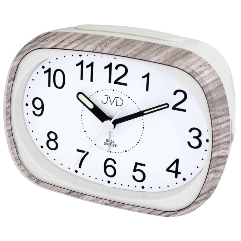 JVD Netikající tichý analogový budík v imitaci dřeva JVD SRP836.9