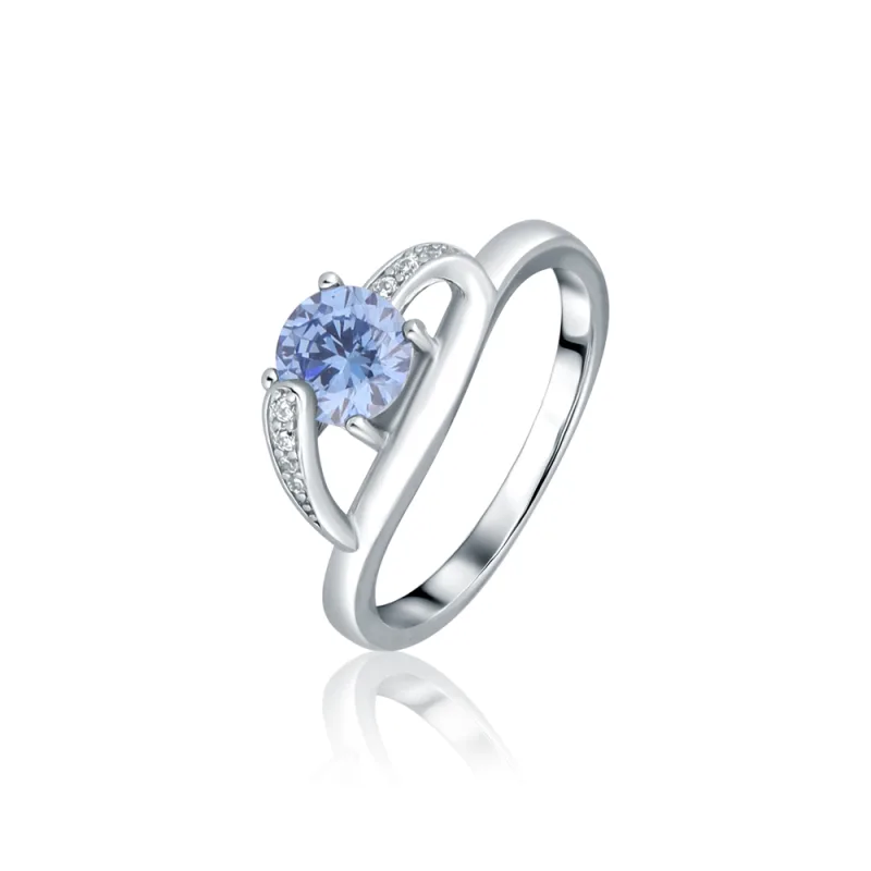 JVD Dámský stříbrný prsten se zirkony a blue topazem SVLR0841SH2M453