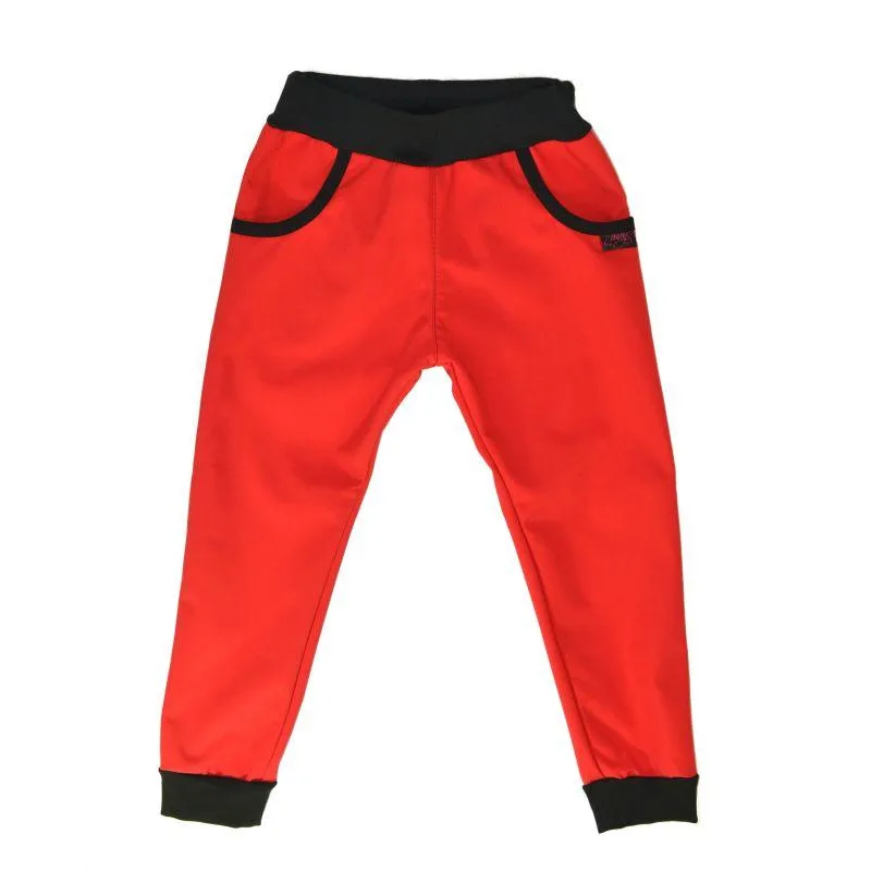 Detské softshellové nohavice - červené, veľ. 120-134