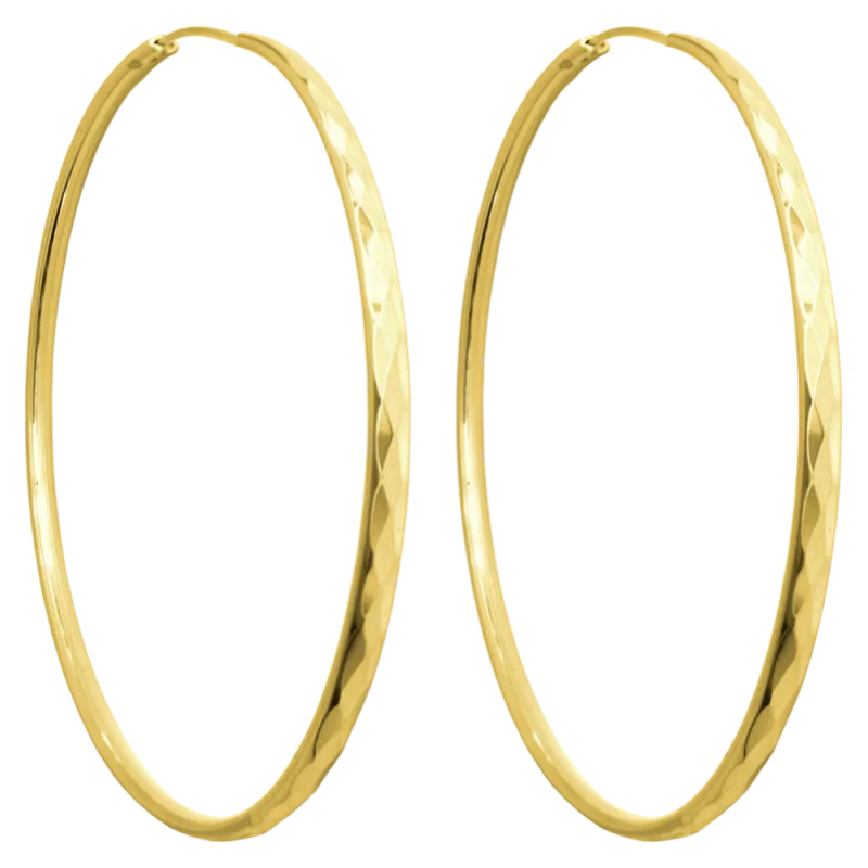 MINET Pozlacené broušené stříbrné náušnice KRUHY 7 cm JMAN0233GE07