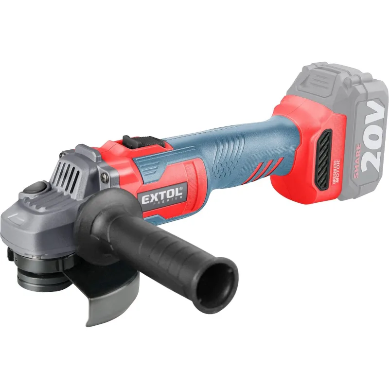 Brúska uhlová aku Share20V, bez aku, 125mm, bezuhlíkový motor, EXTOL PREMIUM