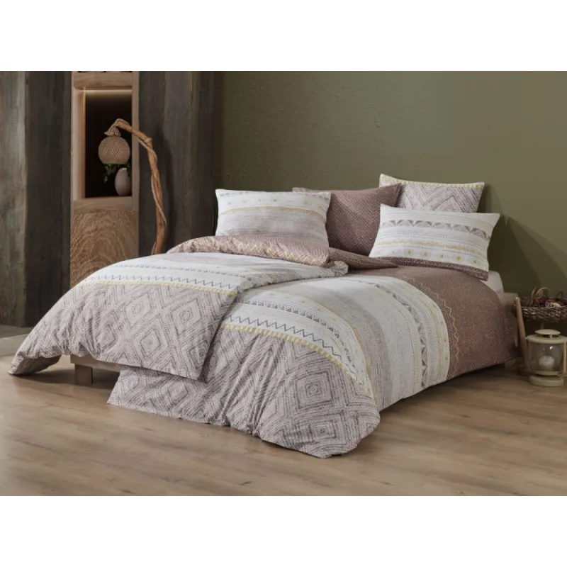 Bavlnené obliečky Roma hnedé 200x220/2x70x90 cm