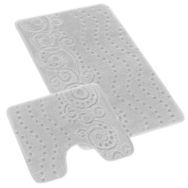 Kúpeľňová a WC predložka ornament svetlo šedý 60x100+60x50cm