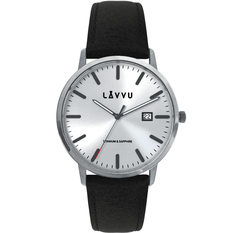 LAVVU Stříbrné náramkové pánské hodinky se safírovým sklem Copenhagen Titanium Silver LWM0260