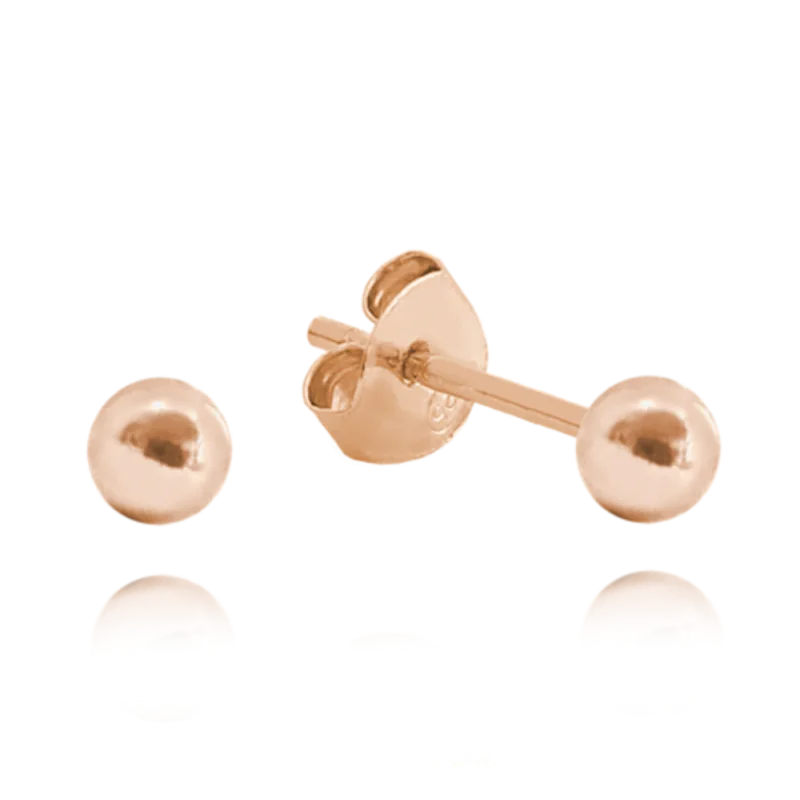 MINET Rose gold stříbrné náušnice KULIČKY MALÉ 3 mm JMAN0031RE03