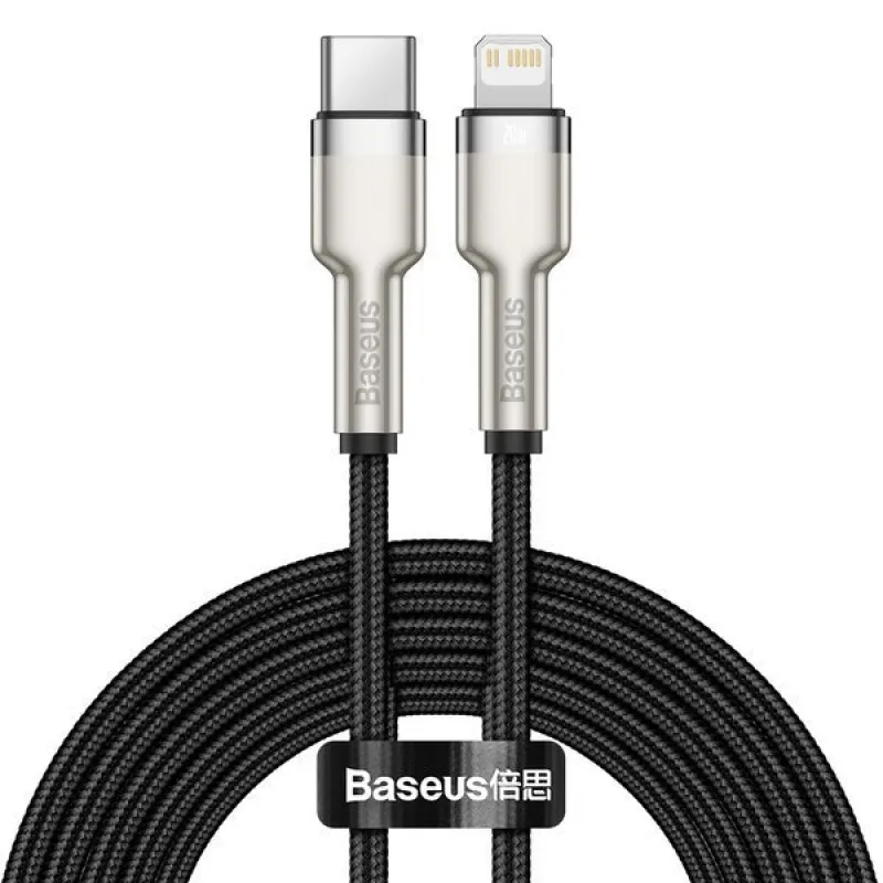 Baseus Dátový kábel Cafule USB-C/ Lightning PD 20W 2m čierny 6953156202108