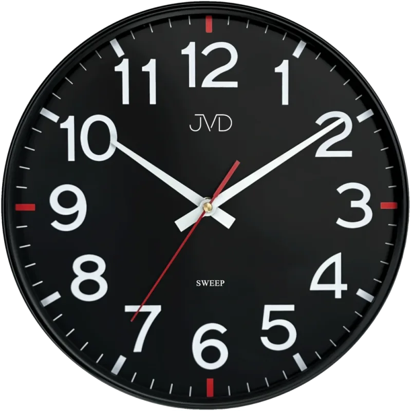 JVD Pastelové černé nástěnné tiché netikající hodiny JVD HX2508.2