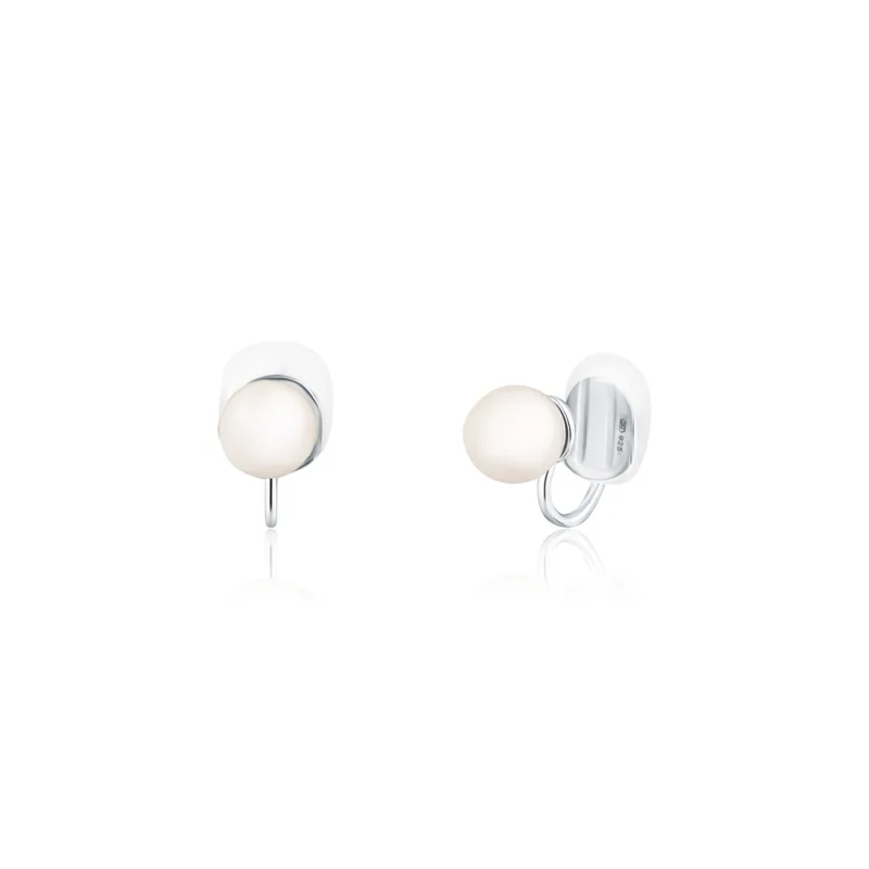 JVD Dámské peckové stříbrné náušnice s perlami SVLE1841X75P100