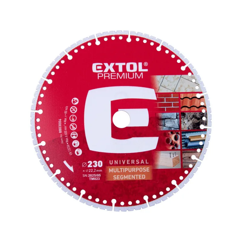 Kotúč rezný diamantový segmentový, kameň/kov/drevo, EXTOL PREMIUM