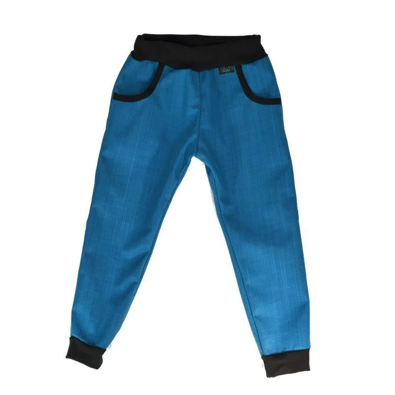 Detské nohavice z bambusového softshellu-petrolej, veľ. 122-134