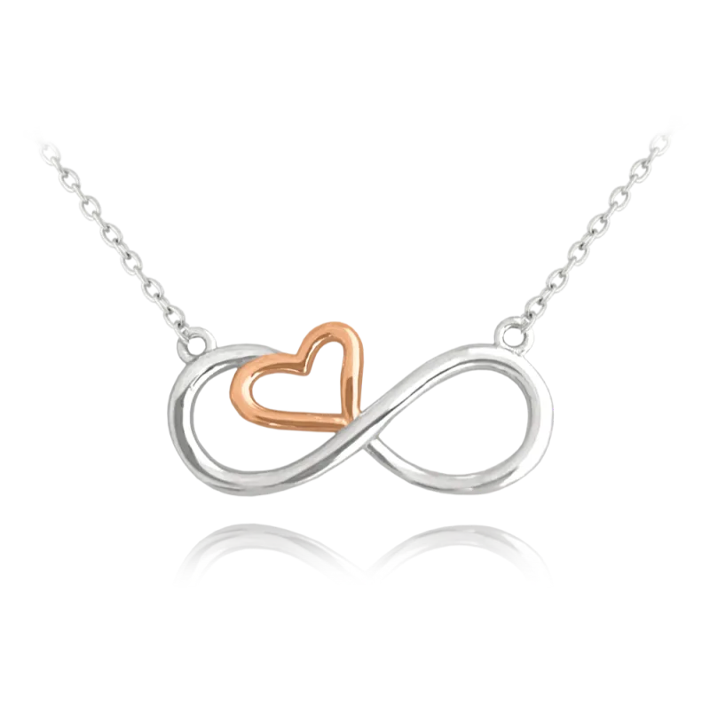 MINET Rose gold stříbrný náhrdelník FOREVER LOVE JMAN0391RN45