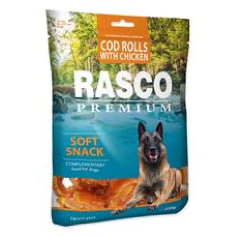 Pochoutka RASCO Premium tresčí rolky obalené kuřecím masem 80 g