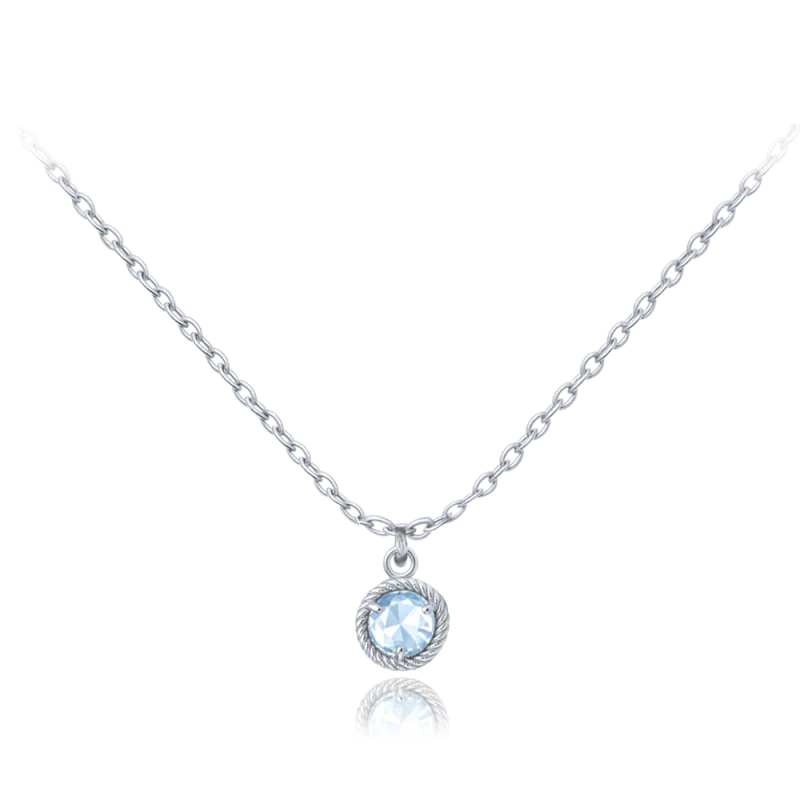 MINET Decentní náhrdelník z bílého zlata s modrým zirkonem Au 585/1000 1,55g JMG0318BSN46