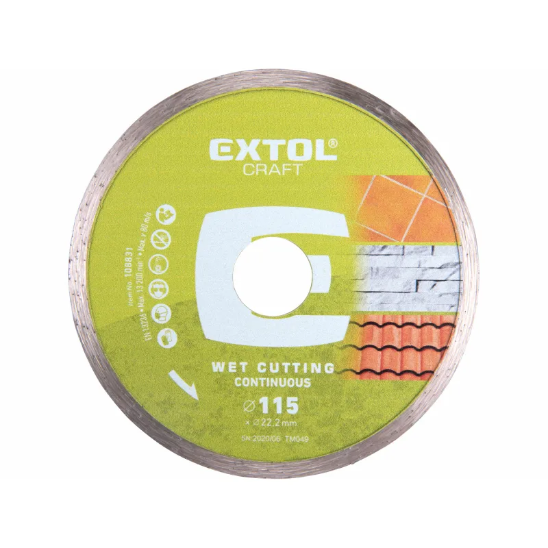 Diamantový rezný kotúč plný, 115mm, EXTOL CRAFT