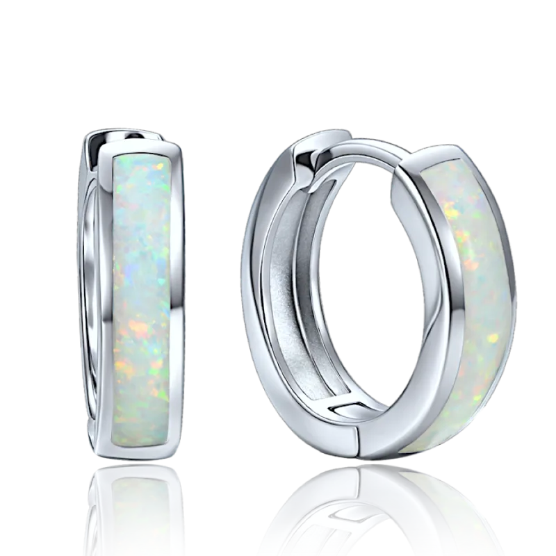 MINET Elegantní stříbrné náušnice s opálem