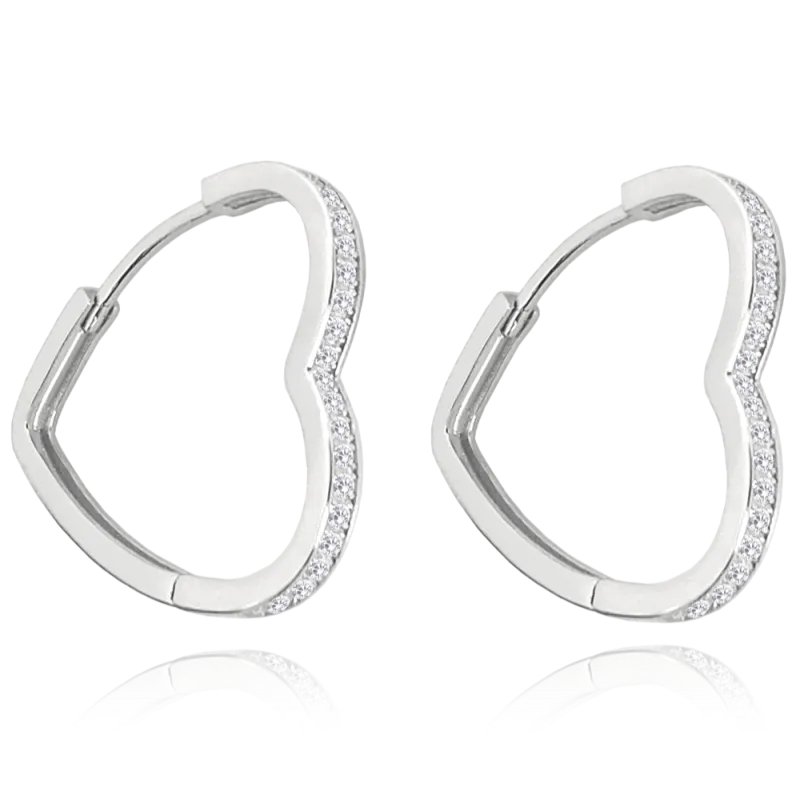 MINET Stříbrné náušnice SRDÍČKA s bílými zirkony