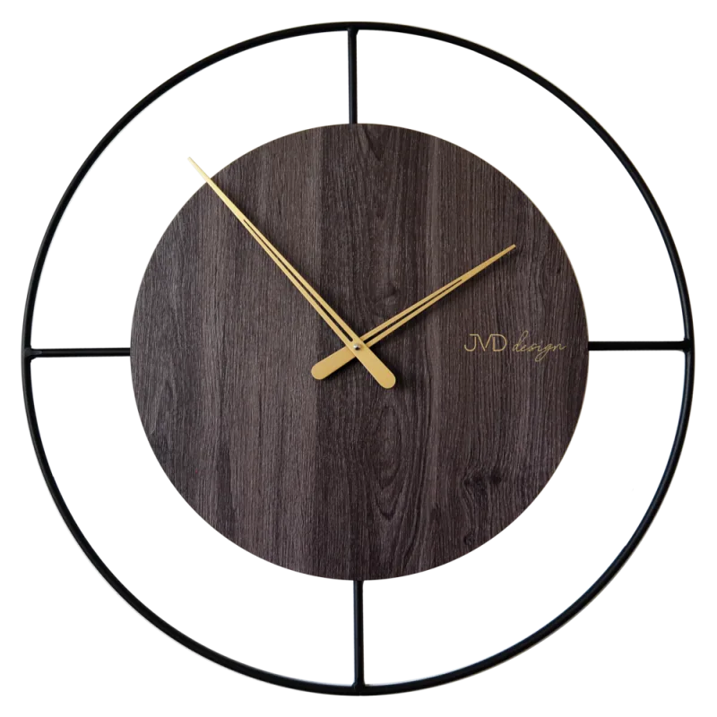 JVD Designové minimalistické dřevěné kovové nástěnné hodiny JVD HC41