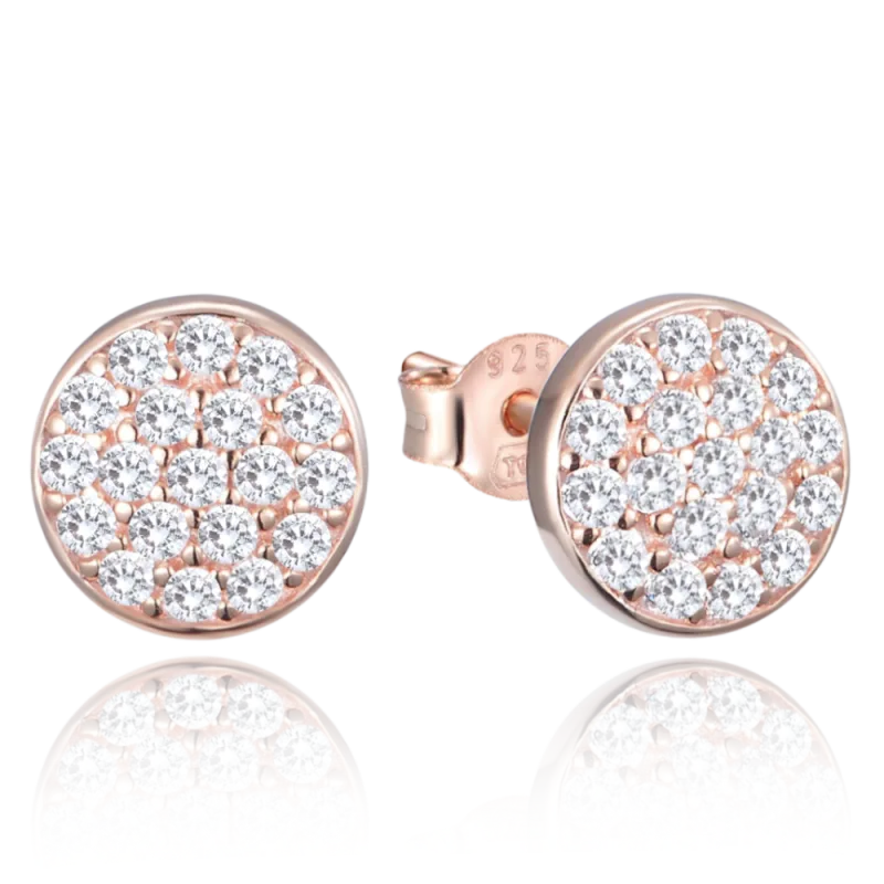 MINET Rose gold stříbrné náušnice se zirkony