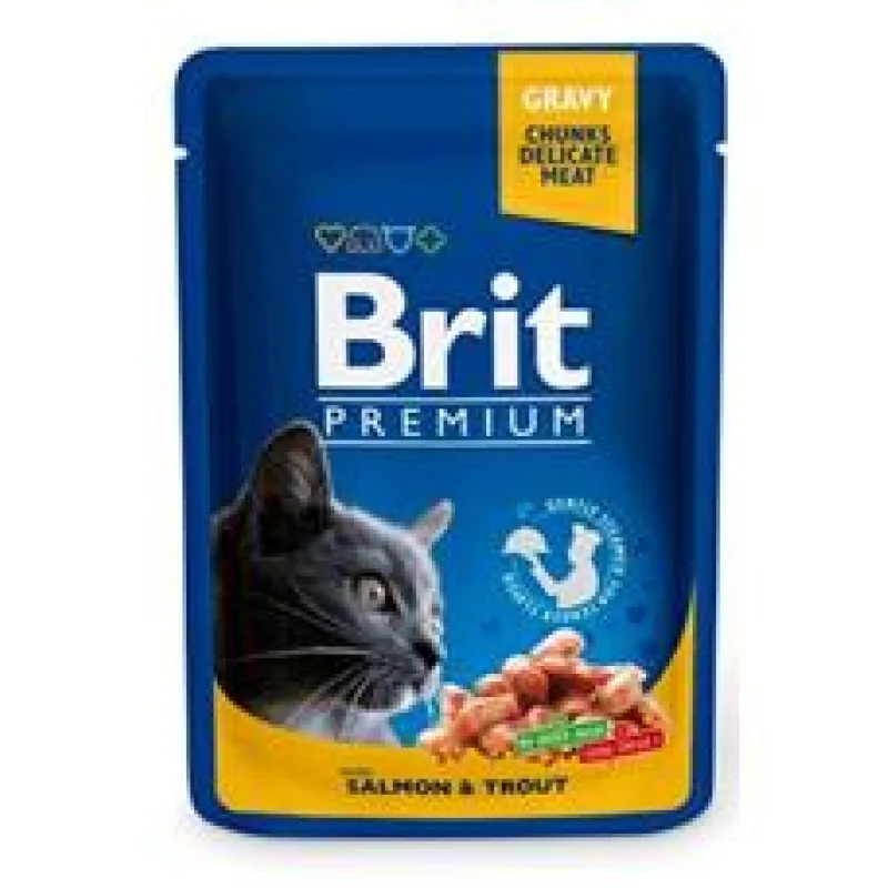 Brit Premium Cat kapsa with Salmon & Trout 5x100 g