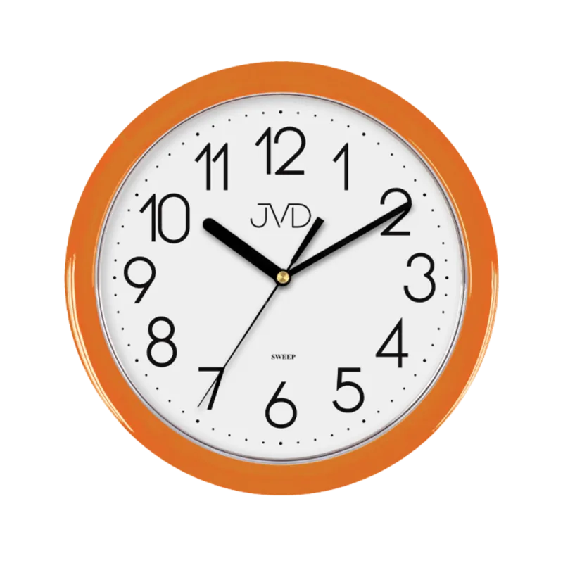 JVD Moderní oranžové dětské nástěnné netikající tiché hodiny JVD sweep HP612.11