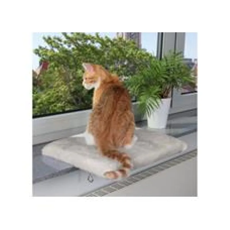 Plyšové lehátko na parapet, sv. šedé 51x36 cm