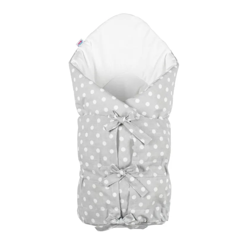 Klasická šnurovacia zavinovačka New Baby sivá s bodkami