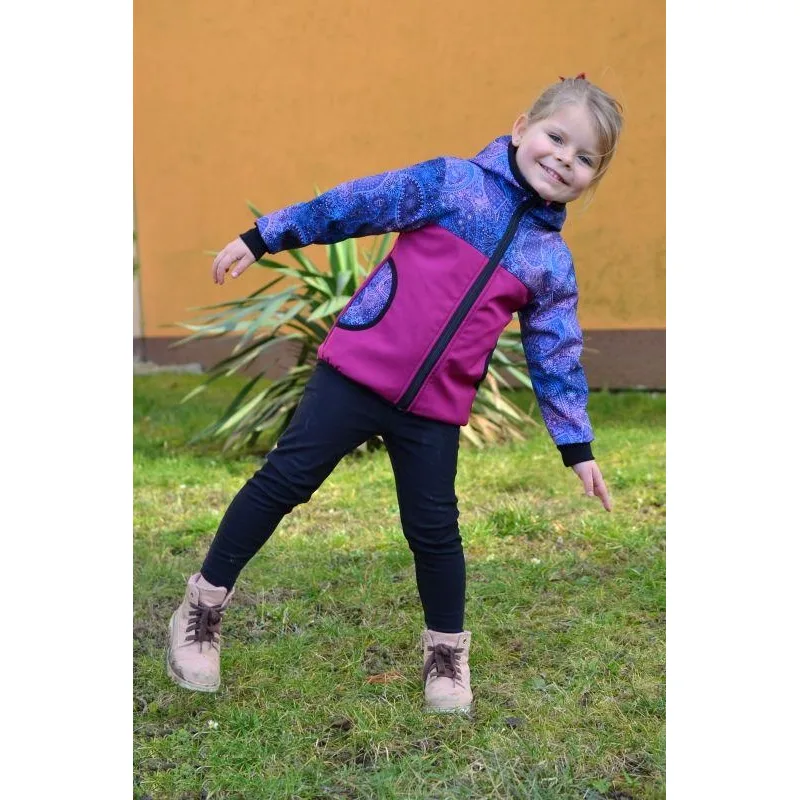 Softshellová bunda - fuchsie/mordoružová obloha, veľ. 80-116