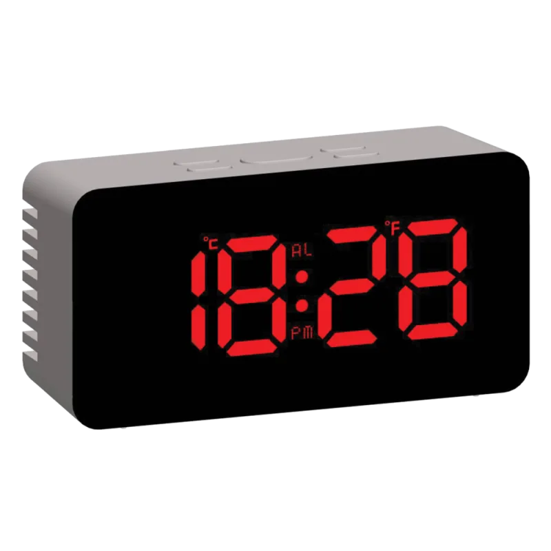 JVD Digitální šedý budík do sítě s červenými LED svítícími čísly JVD SB3658.7