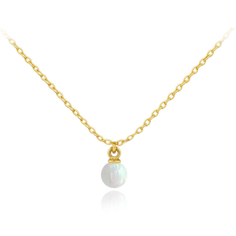 MINET Elegantní zlatý náhrdelník s bílým opálem Au 585/1000 1,65g JMG0302WGN46