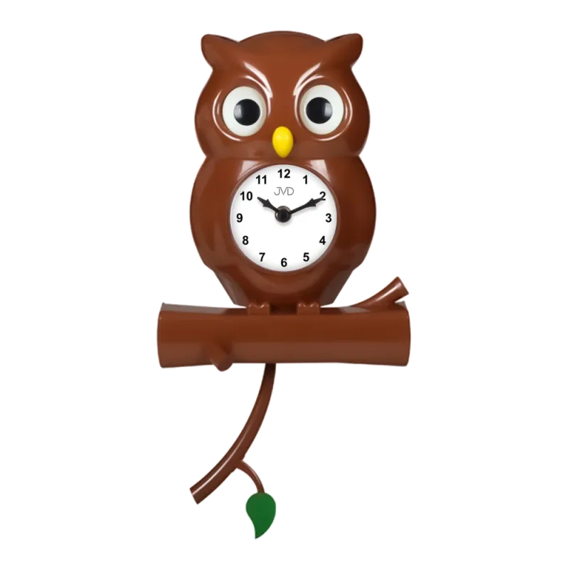JVD Dětské hnědé tiché netikající hodiny s motivem sovy JVD HE21.3